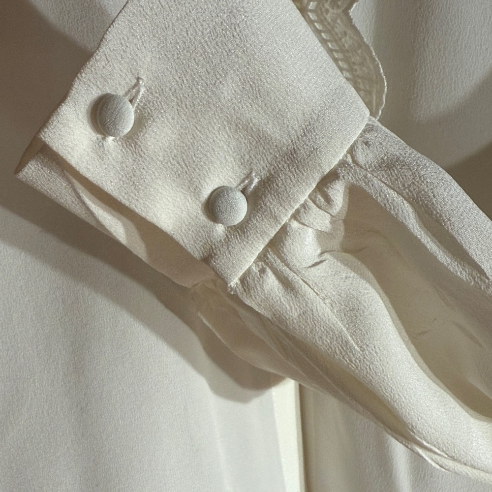 Sezane Cream Ruffle Button Down Shirt - Picture 5 of 5